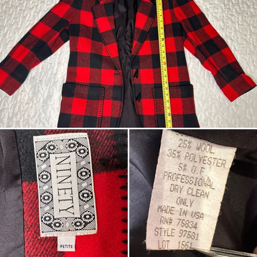 Vintage 90s Buffalo Plaid Wool Blend Skirt Suit Matching Set Ninety Made in USA - Picture 7 of 15
